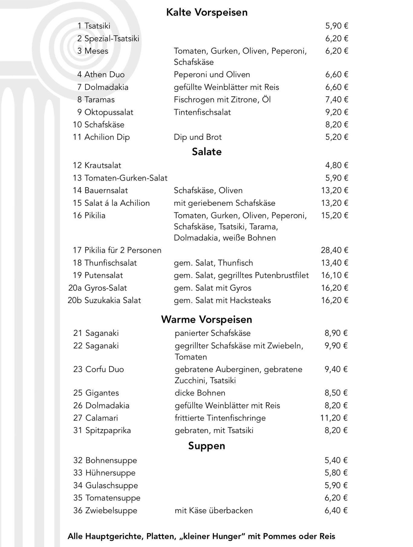 Speisekarte 1